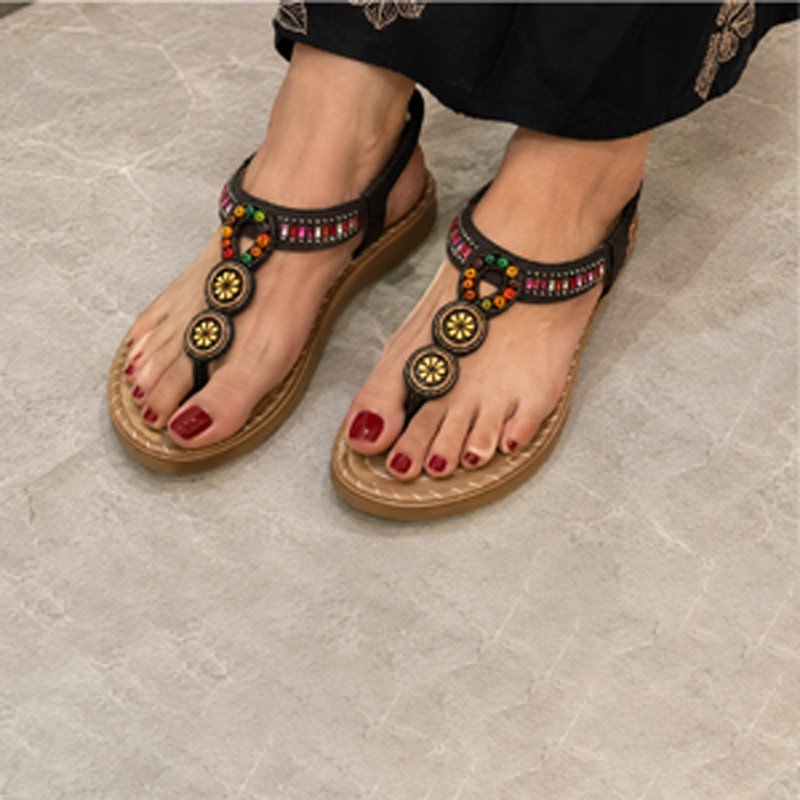 Boho Beaded Flat Sandals